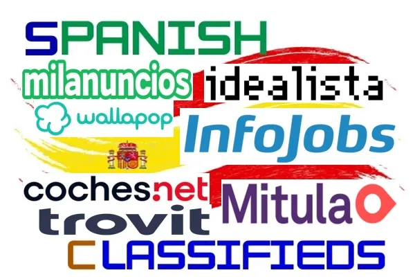 Spanyolország vezető apróhirdetési oldalainak logói